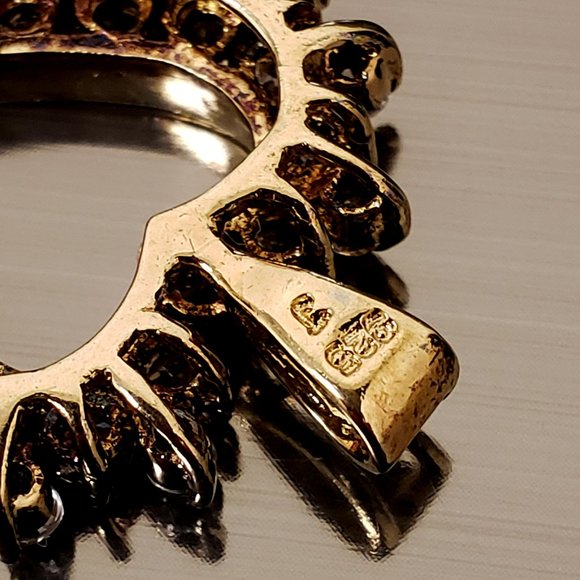 Sterling Silver Double Crystal Outline Open Heart Pendant Charm 925 J Gold - Picture 8 of 11